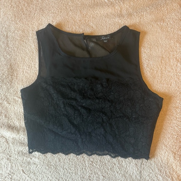 Soprano Black Lace Sleeveless Top - Picture 3 of 11